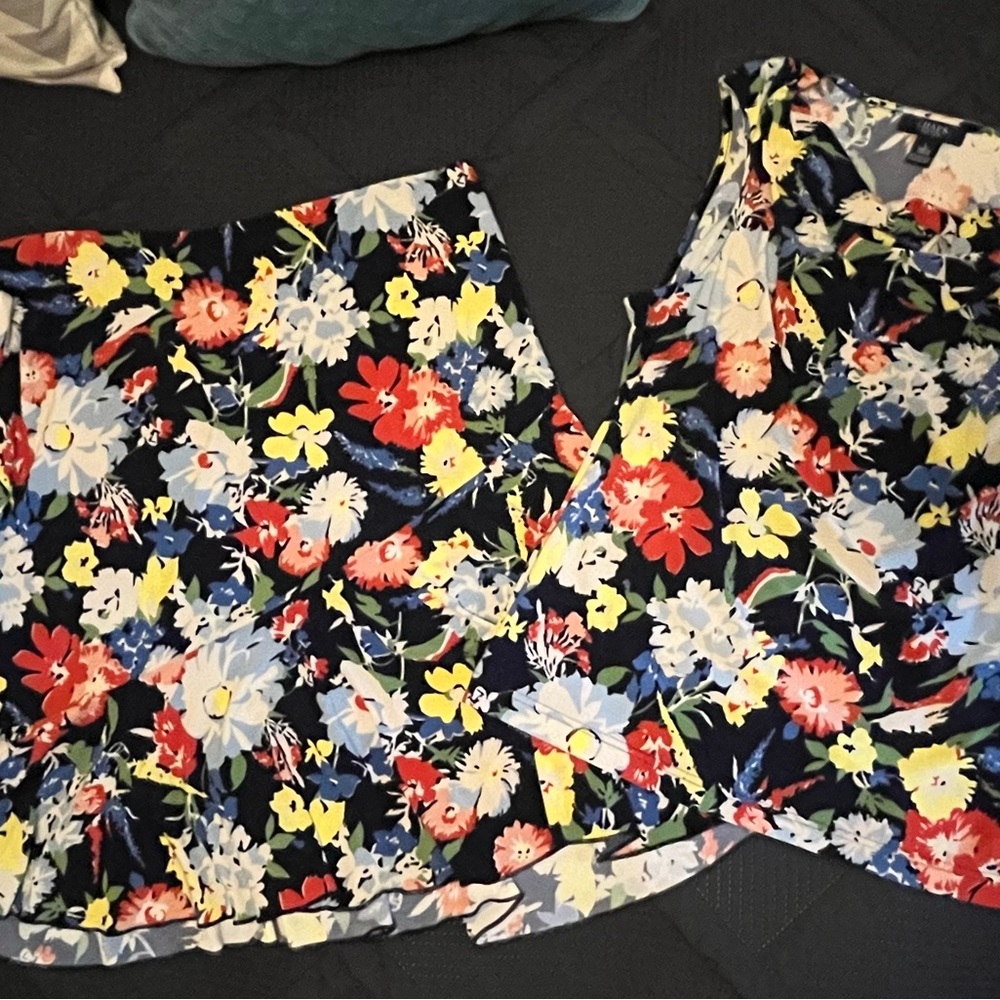 Chaps Floral Blouse & Skirt